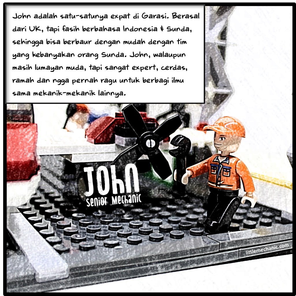 John adalah satu-satunya expat di Garasi. Berasal dari UK, tapi fasih berbahasa Indonesia dan Sunda, sehingga bisa berbaur dengan mudah dengan tim yang kebanyakan orang Sunda.