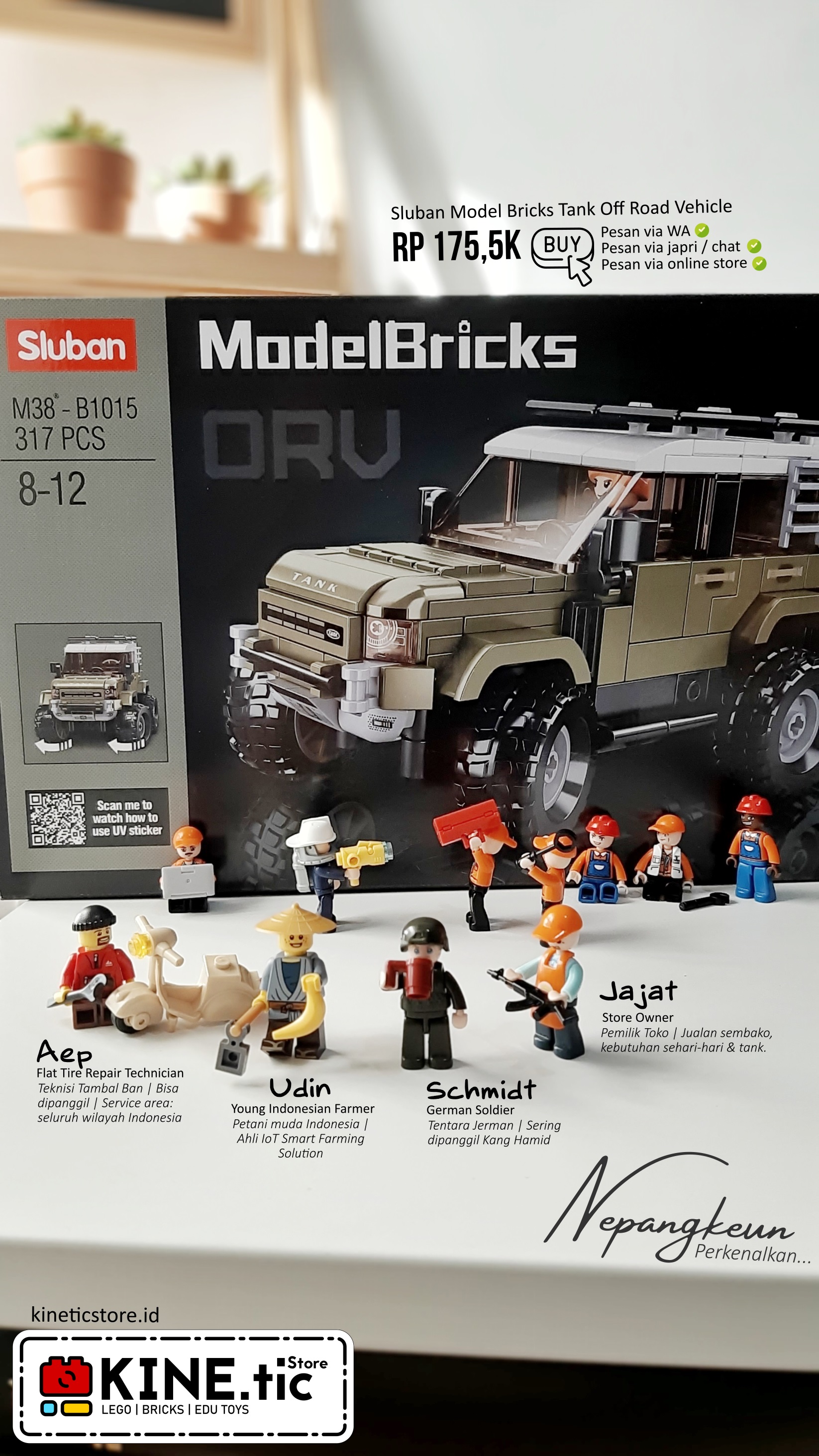 Image of sluban lego compatible bricks tank off road vehicle m38-b1015