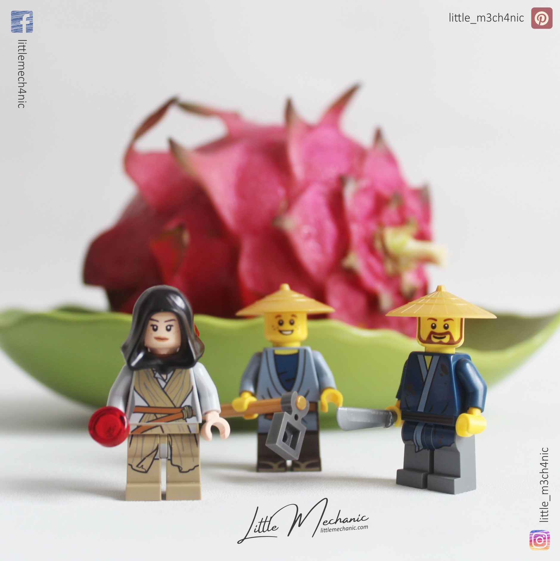 Image of custom lego minifigure petani Indonesia and buah naga dragon fruit