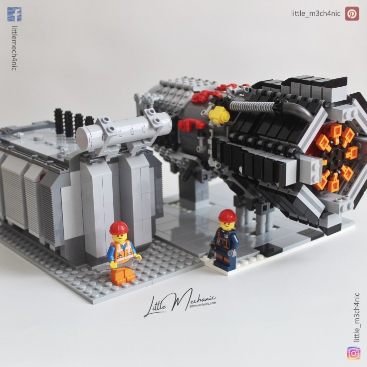 Image of custom lego moc gas turbine engine and power transformer