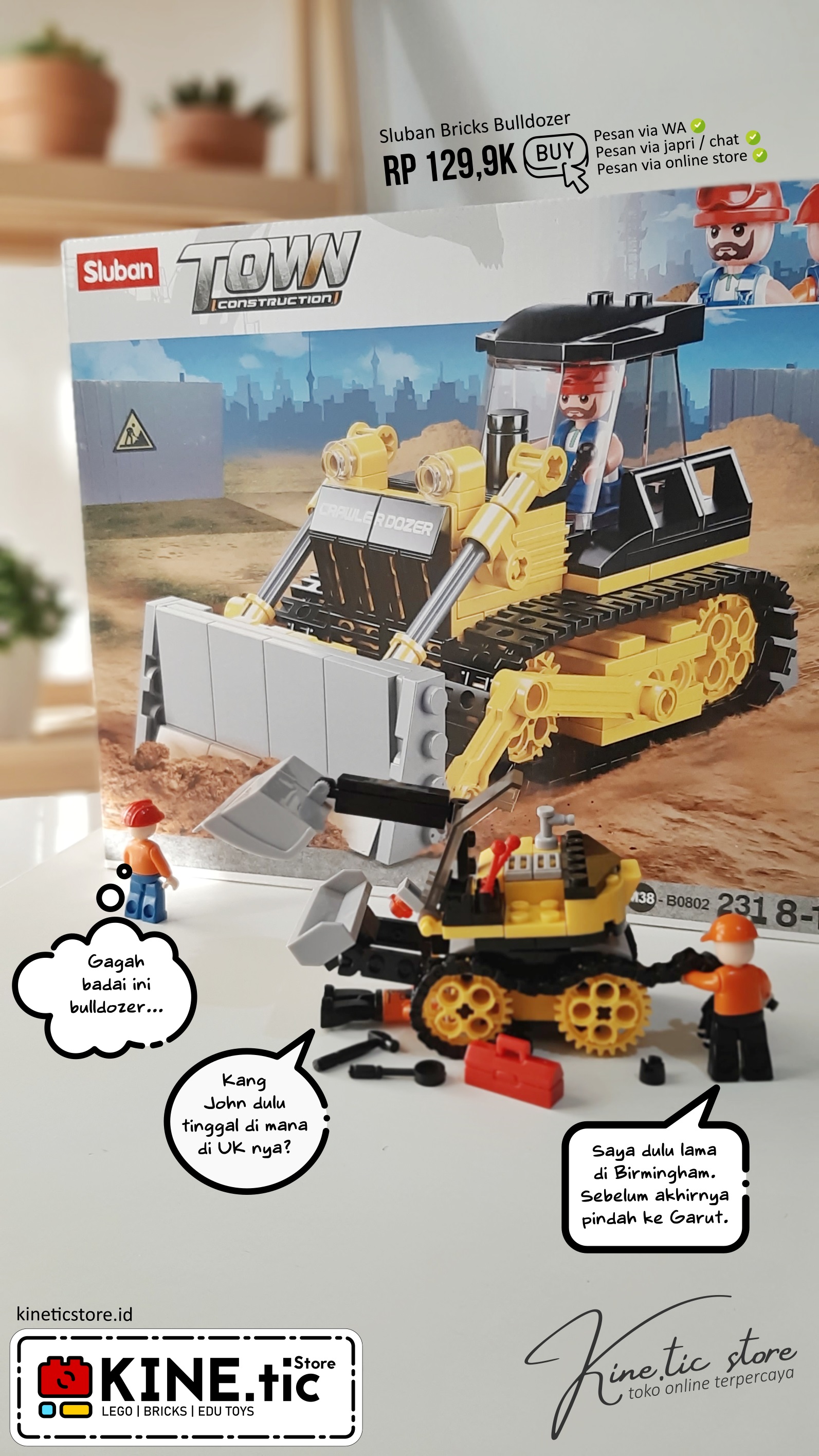 Image of sluban lego compatible bricks bulldozer m38-b0802