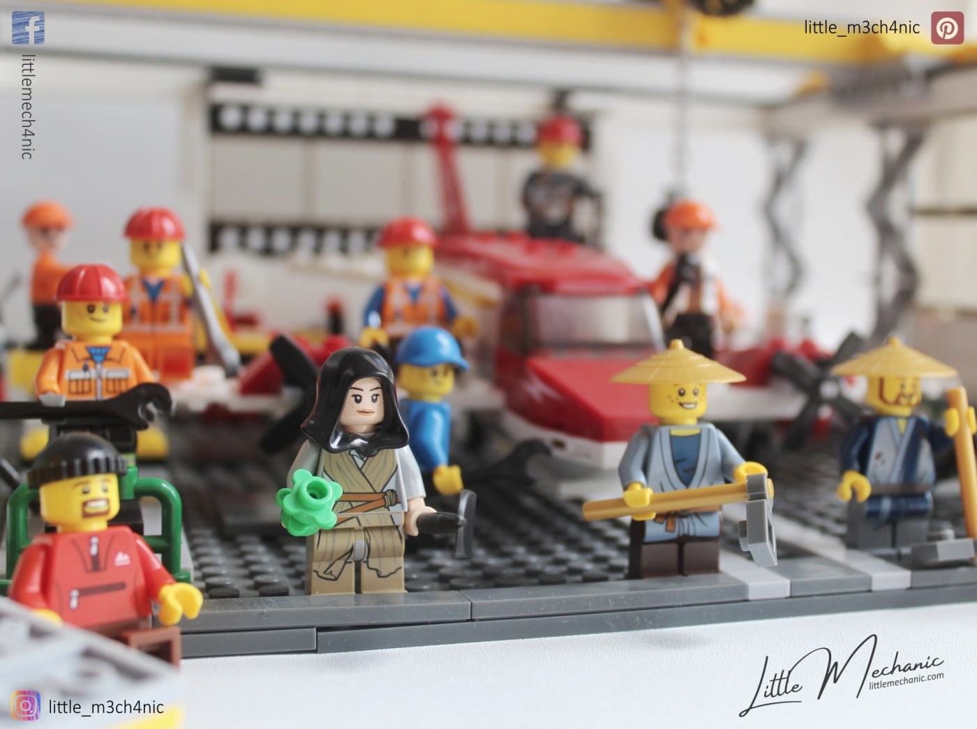 Image of Sluban brick set little mechanic lego, farmer, petani, tambal ban
