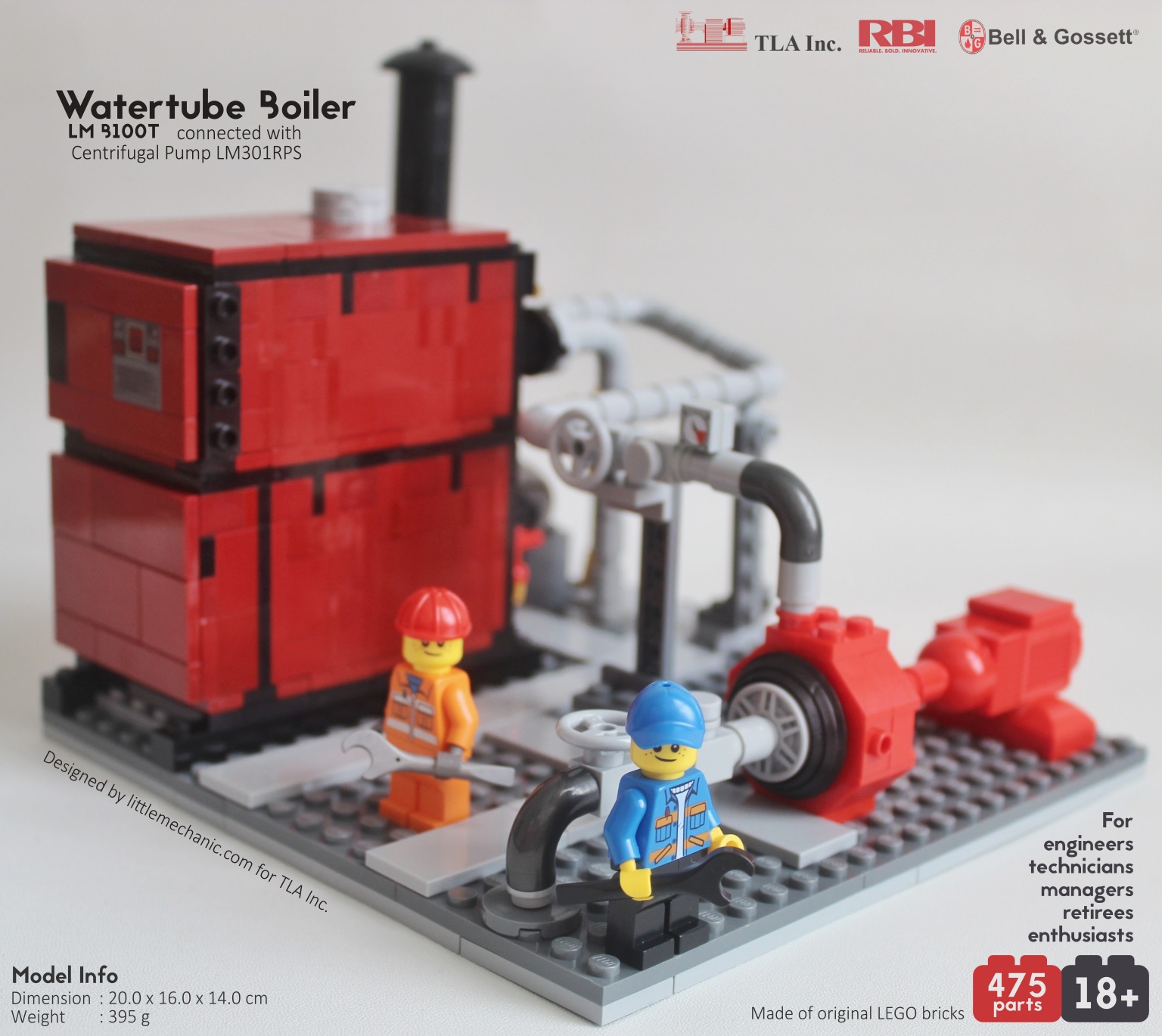 Image of water tube boiler system custom lego set lm b100t. Special project with TLA Inc.