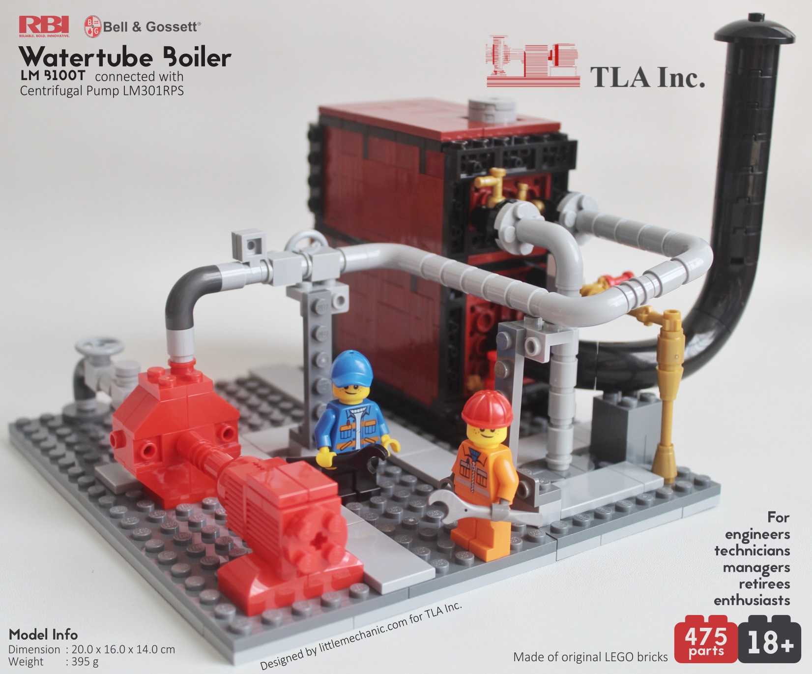 Image of water tube boiler system custom lego set lm b100t. Special project with TLA Inc.