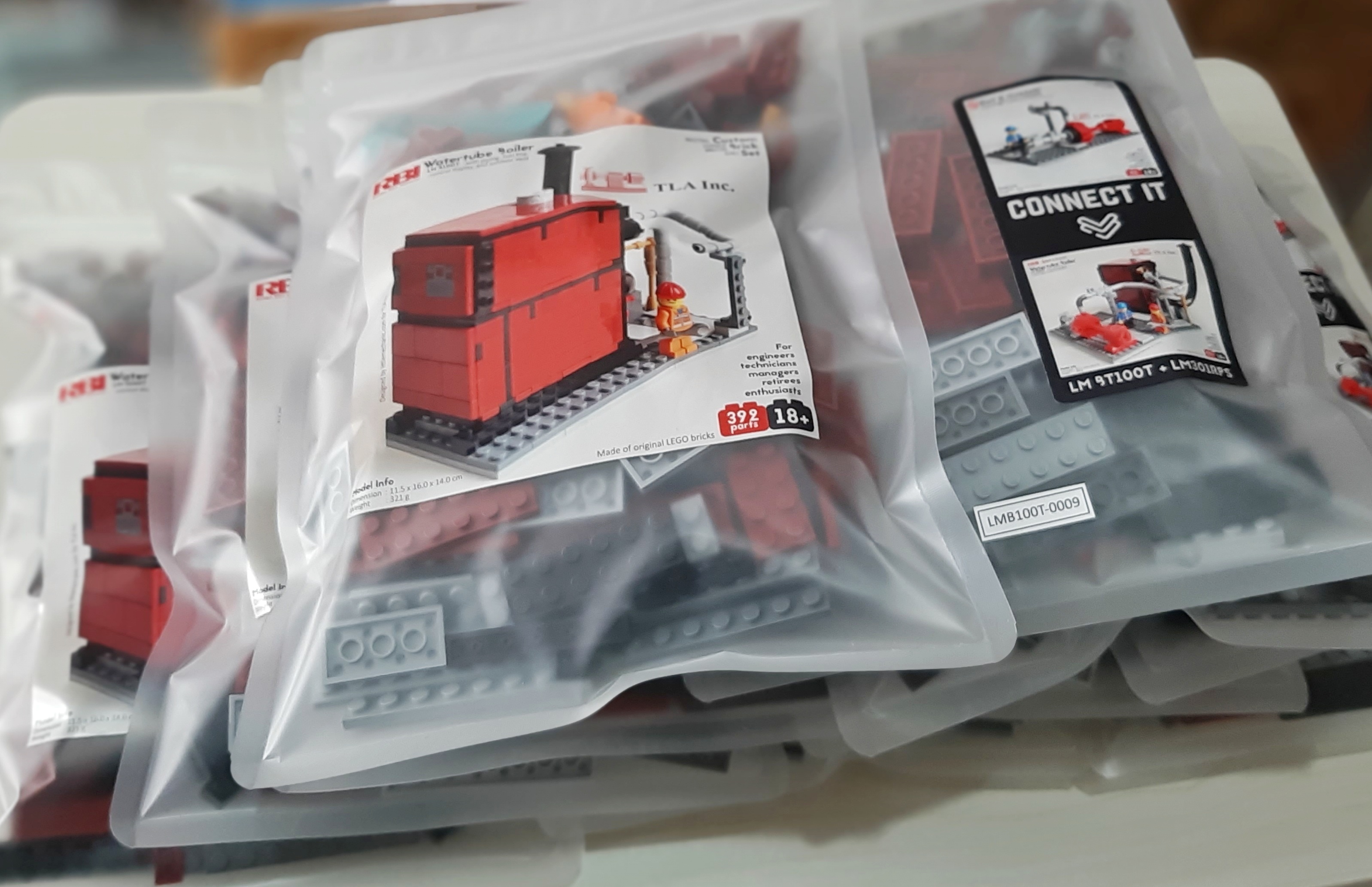 Image of water tube boiler system custom lego set lm b100t. Special project with TLA Inc.
