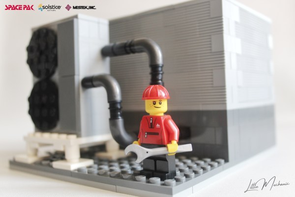 Image of air-to-water heat pump custom lego set lm hp100aw. Special project with SpacePak.