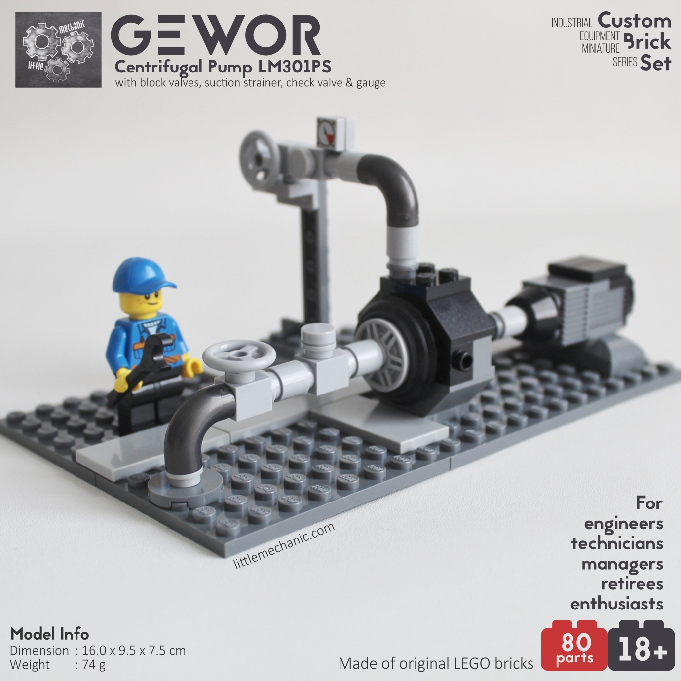 Image of centrifugal pump custom lego set