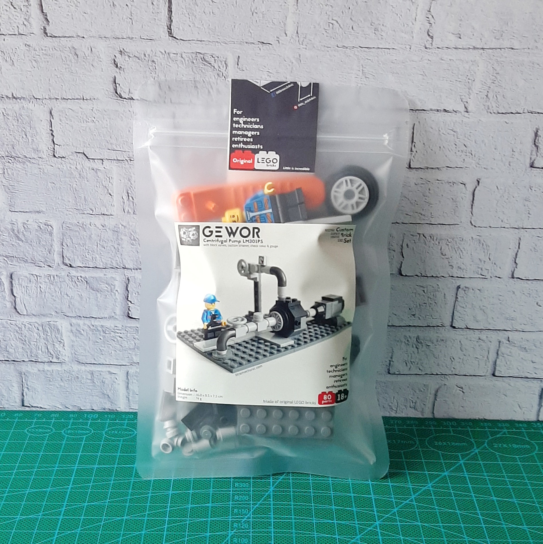 Image of centrifugal pump custom lego set