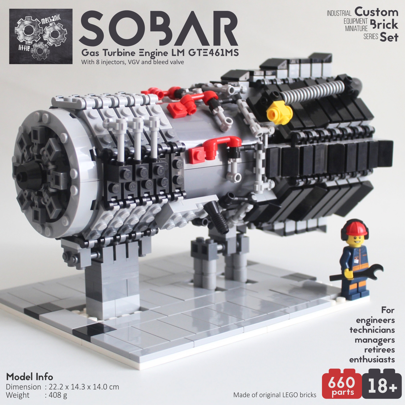 image of custom lego gas turbine engine