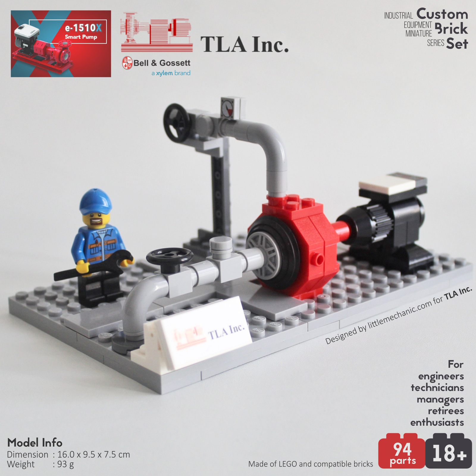 Image of variable speed driven centrifugal pump custom lego set