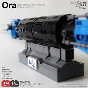 Image of Ora intelligent wireline formation testing platform custom lego set, downhole packer lego