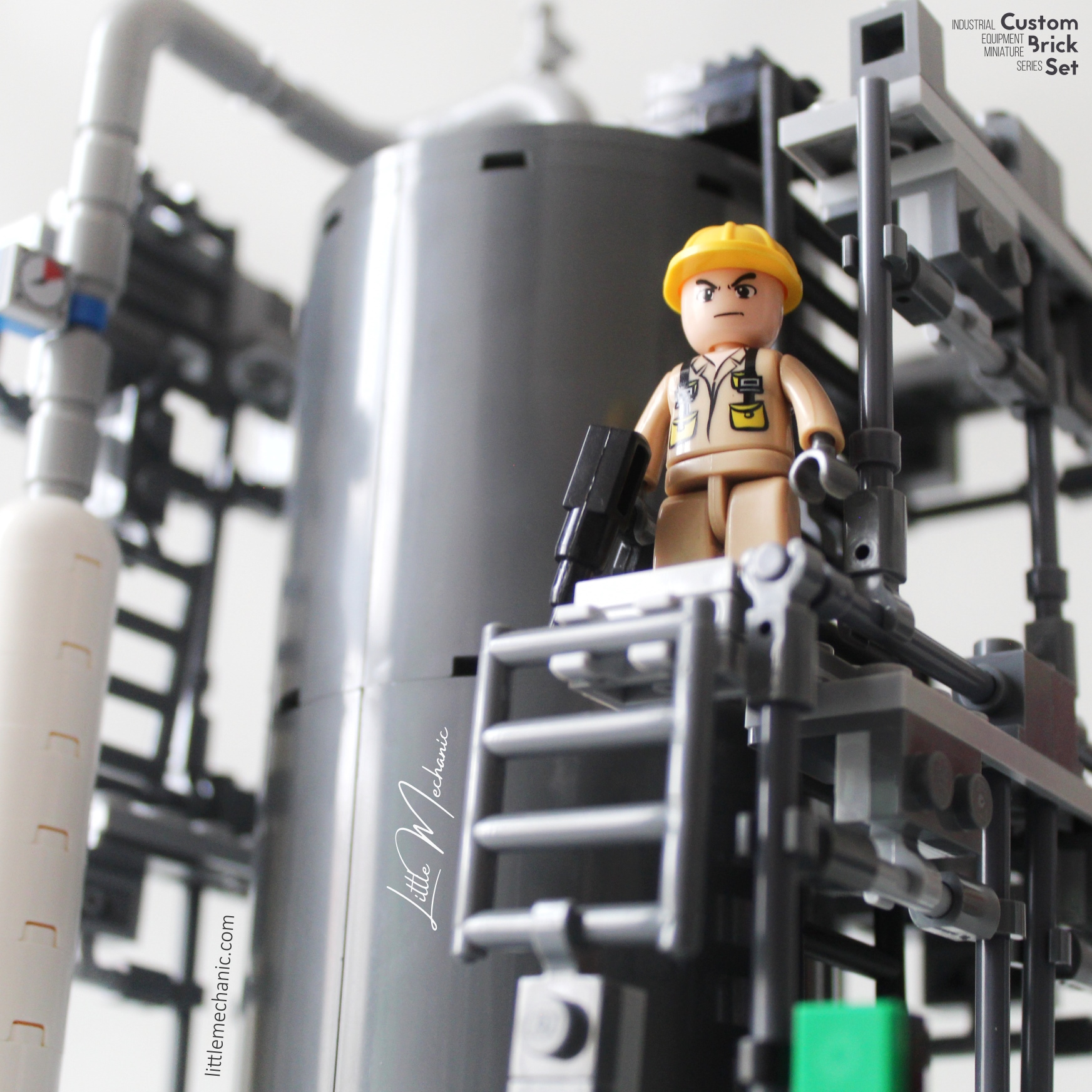 Image of vertical separator under construction with scaffolding custom lego set
