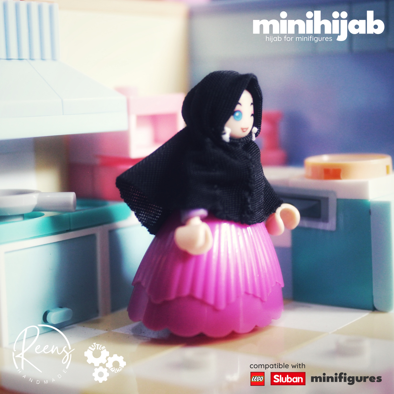minihijab, hijab or jilbab for sluban or lego minifigure