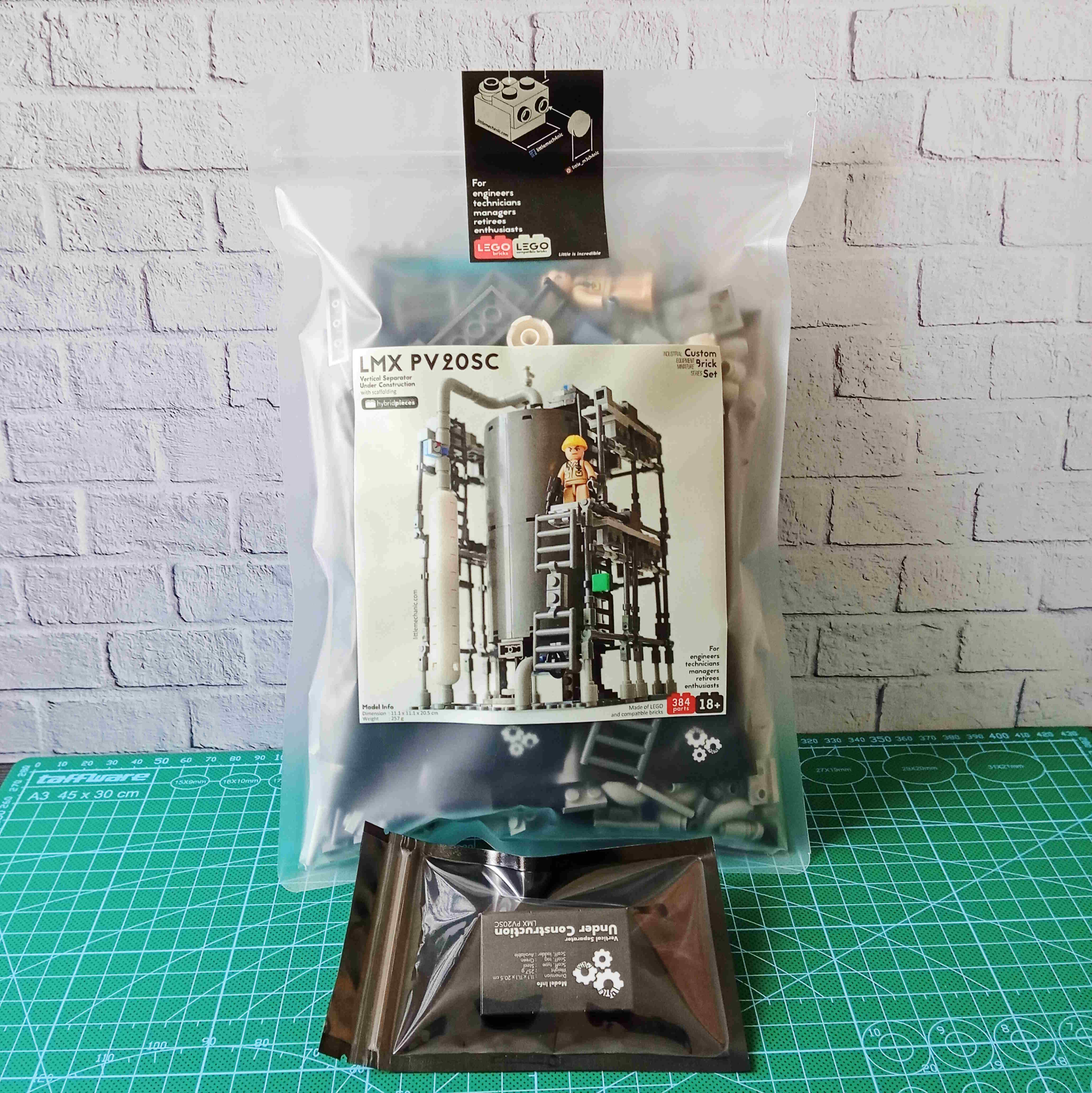 Image of vertical separator under construction with scaffolding custom lego set