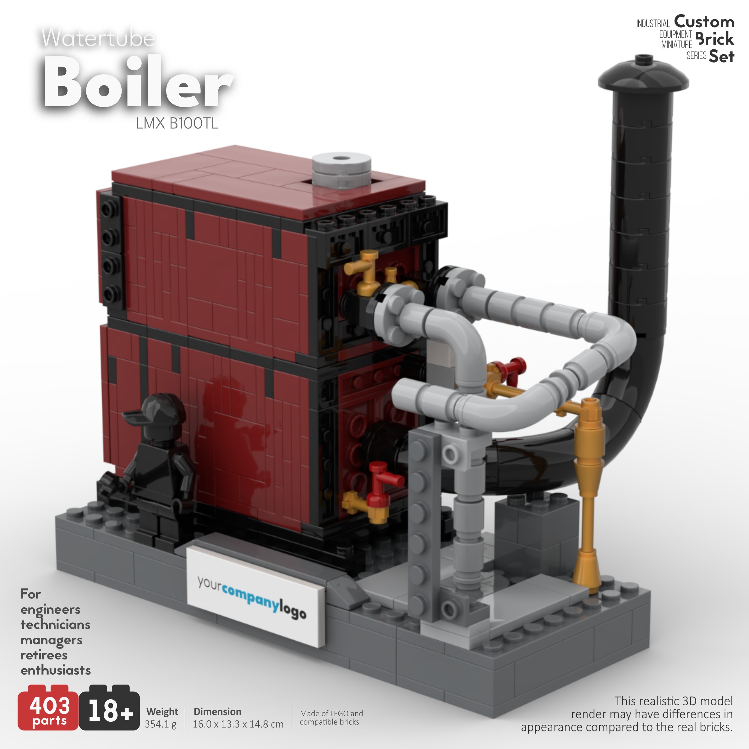 Image of watertube boiler custom lego set