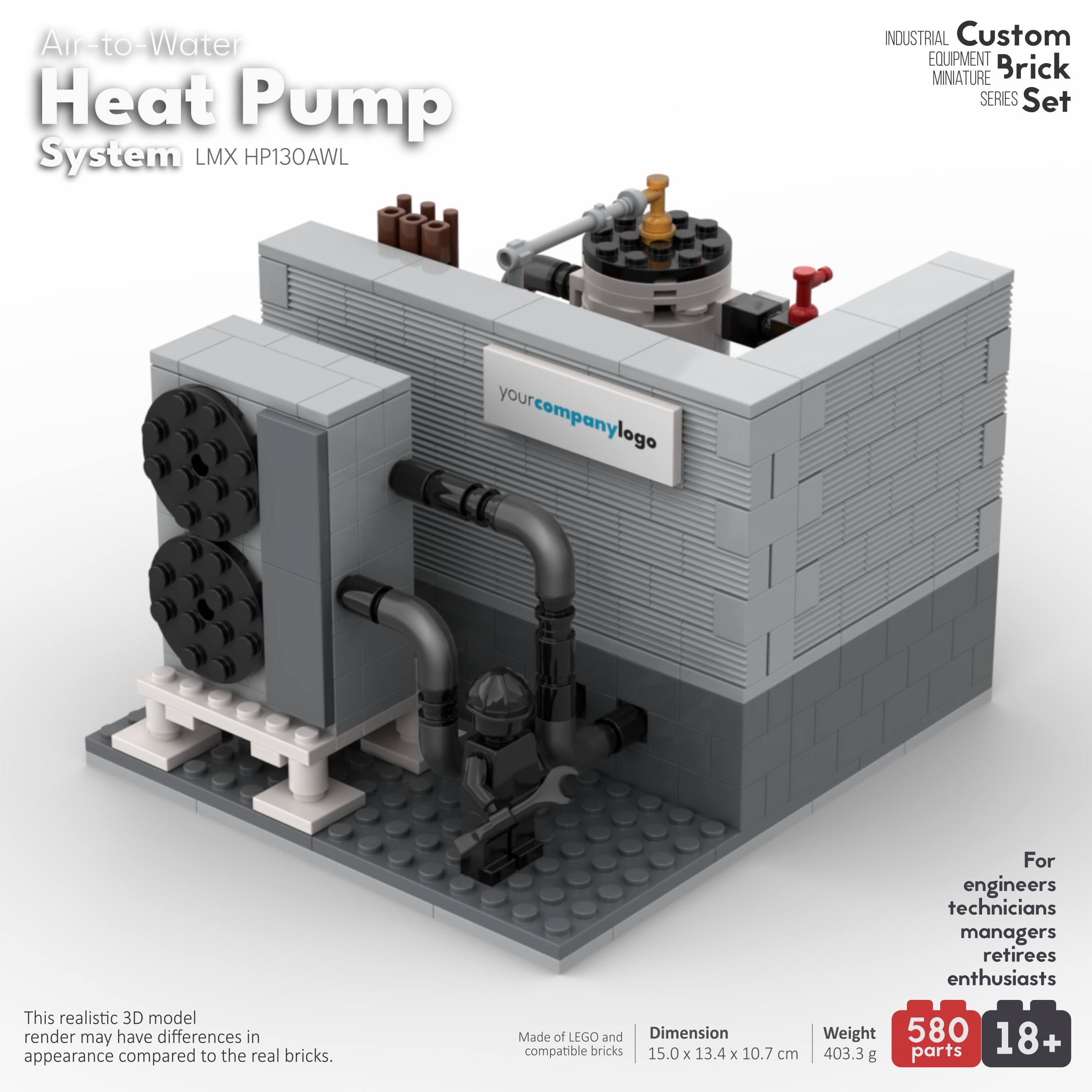 image of air to water heat pump custom lego set