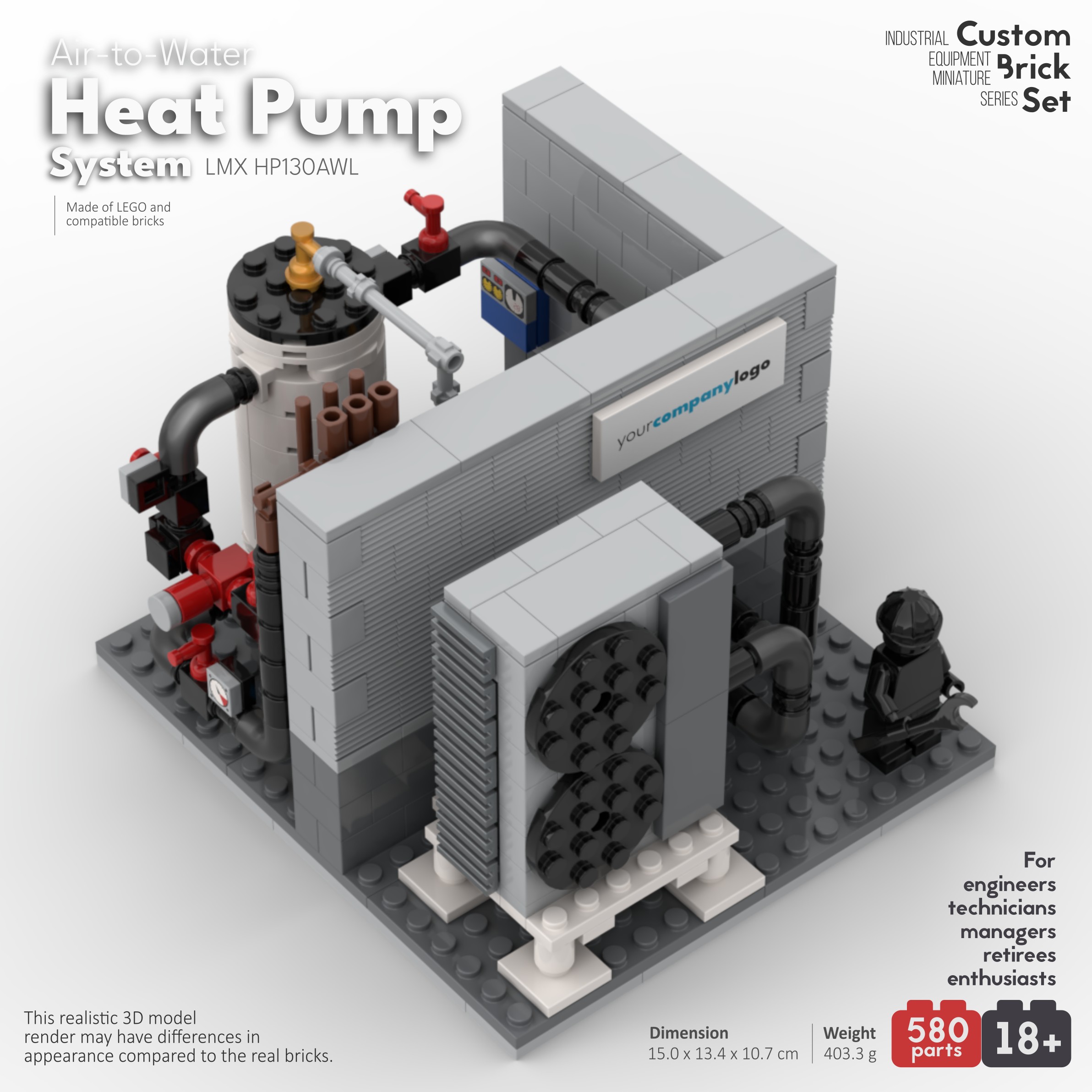 image of air to water heat pump custom lego set