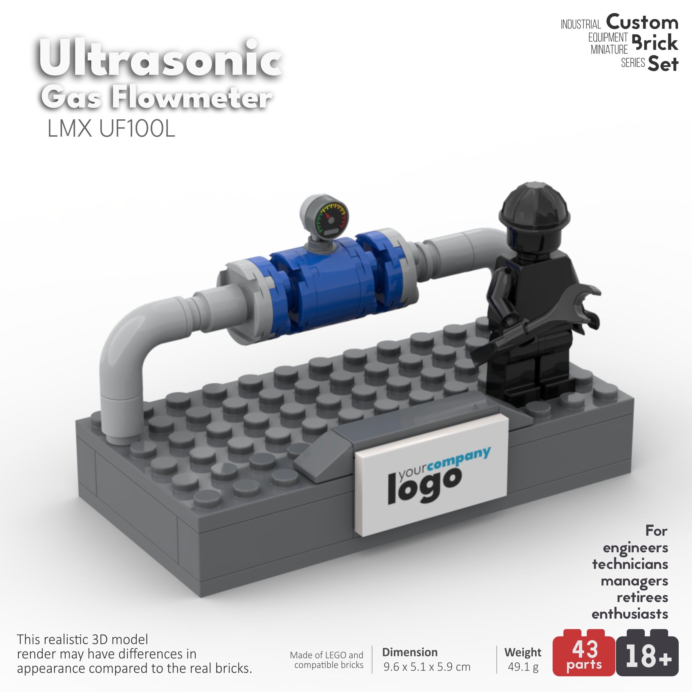 image of ultrasonic gas flowmeter custom lego set