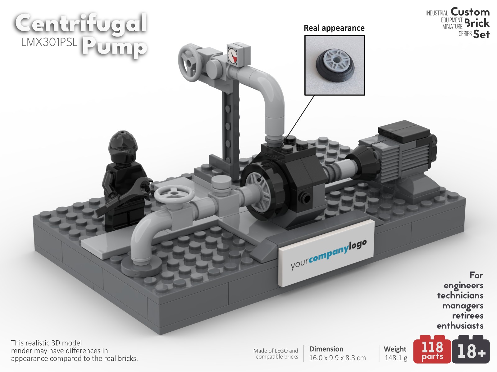 Image of centrifugal pump custom lego set