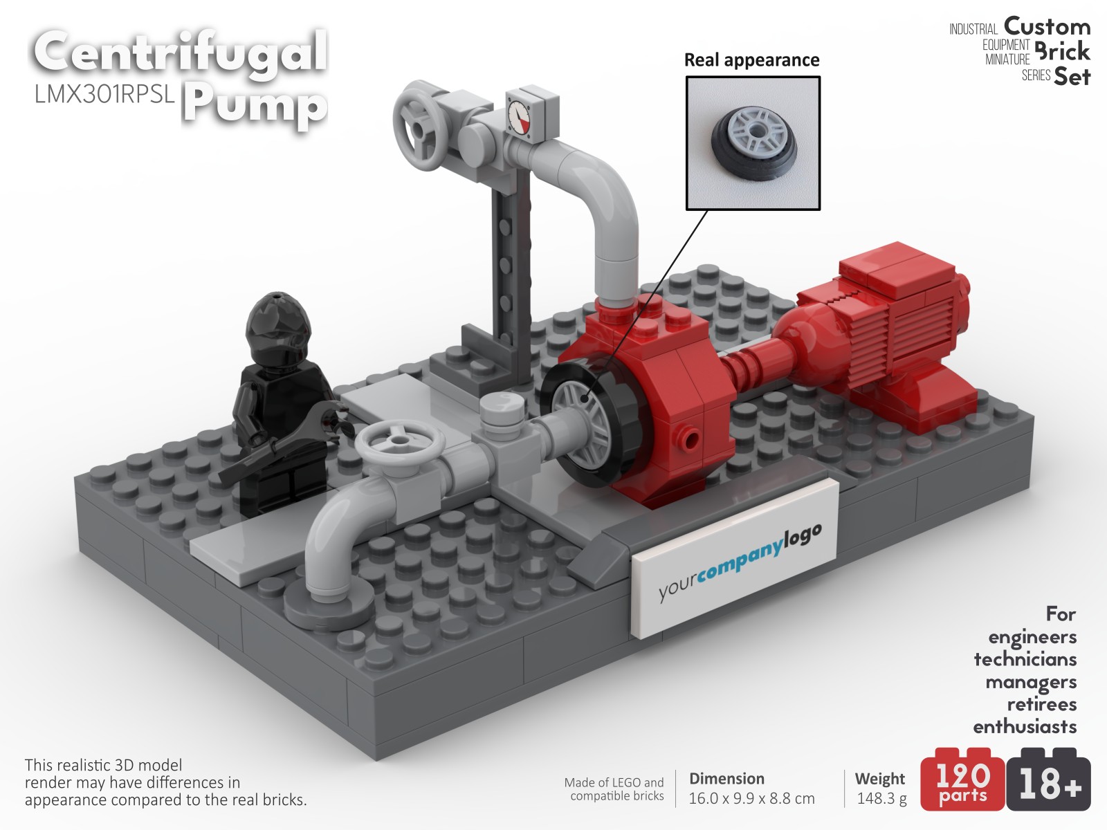 Image of centrifugal pump custom lego set