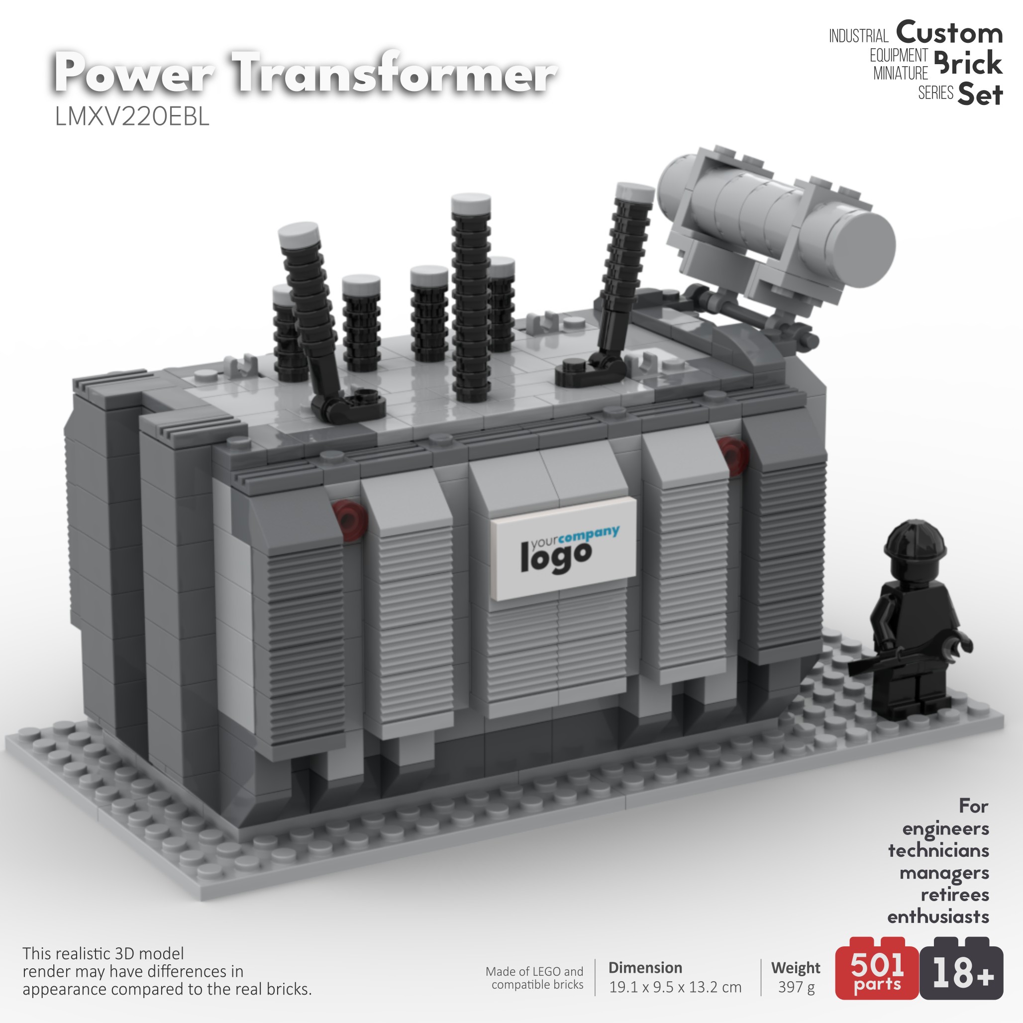 Image of power transformer custom lego set